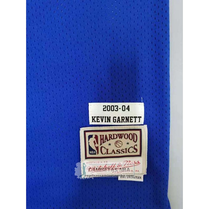 Camiseta Minnesota Timberwolves Kevin Garnett NO 21 Hardwood Classics Throwback 2003-04 Azul